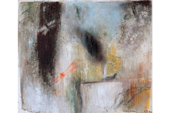 Dispersi dialoghi in giardino - olio su tela - cm 120 x 10 - 2007